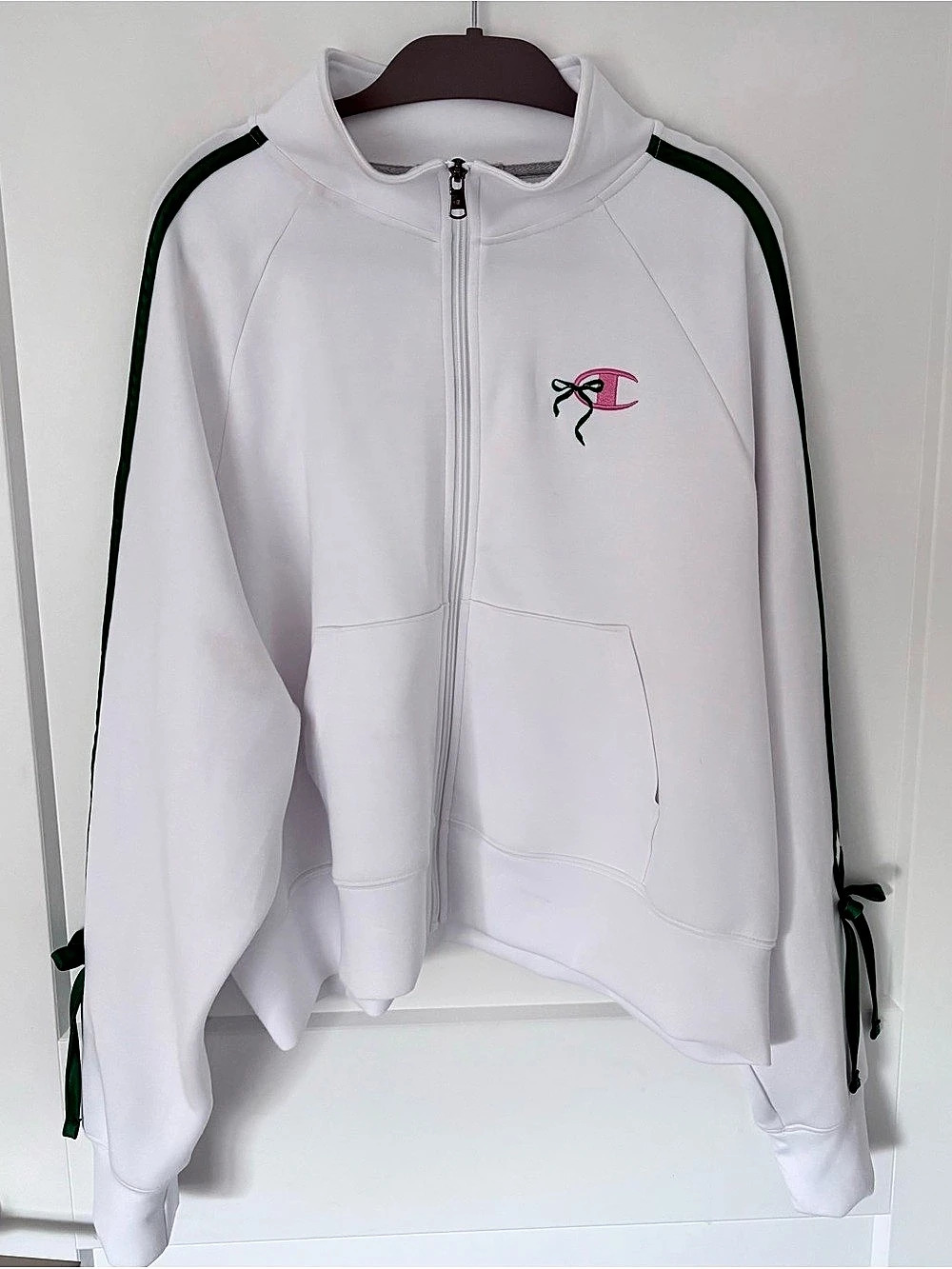NWT Champion x “In the Stands” White Track Jacket Bows Green Stripe XL (AS IS)